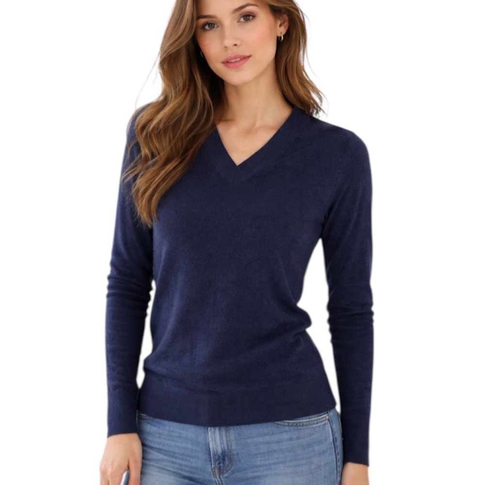 Theory 100% Cashmere Navy V-Neck Sweater